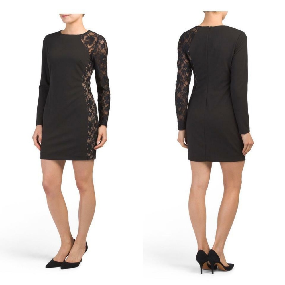Black Lace Sleeve Dress